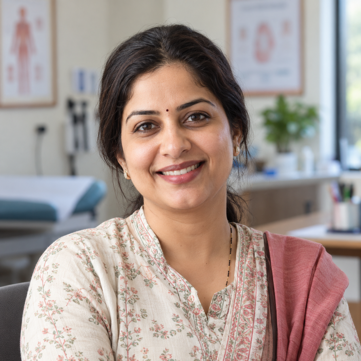 Illustrative portrait of an Indian female physician